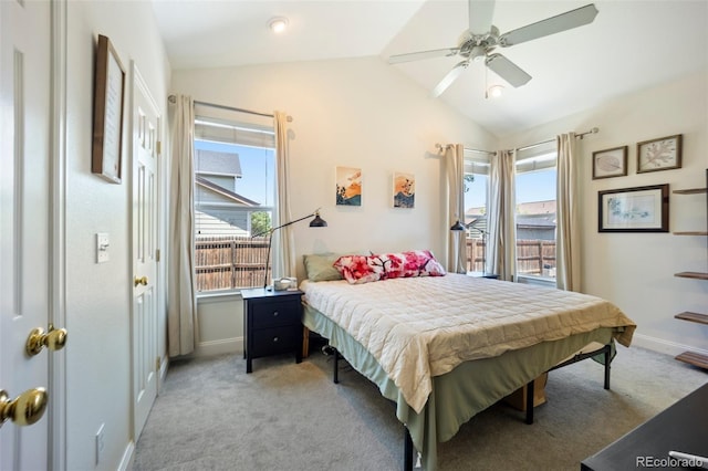 1884 Asoka St, Strasburg, CO 80136 - bedroom with vaulted ceiling, light carpet, and ceiling fan