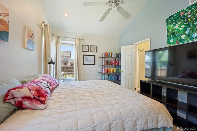 1884 Asoka St, Strasburg, CO 80136 - bedroom featuring high vaulted ceiling and ceiling fan