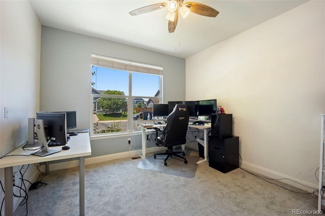 1884 Asoka St, Strasburg, CO 80136 - office space featuring ceiling fan and carpet