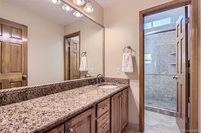 7855 Arundel Ln, Lone Tree, CO 80124 - full bathroom with vanity, a shower stall, and tile patterned flooring