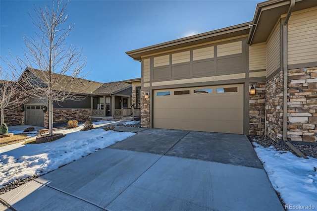 view of front of home with a garage