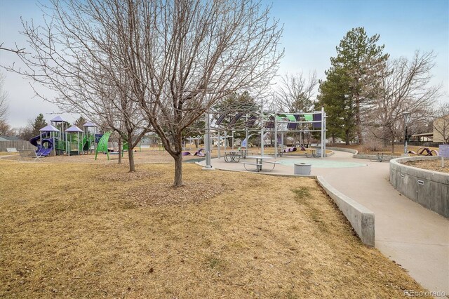 community play area with a yard