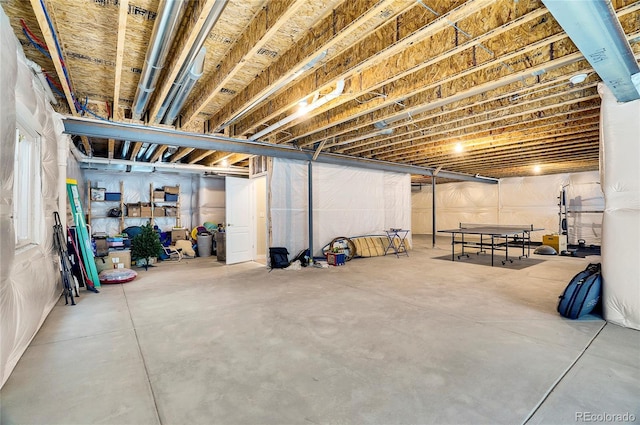 view of unfinished basement