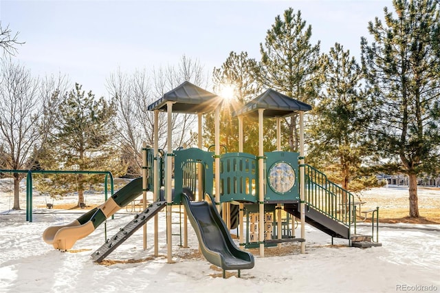 view of snow covered playground