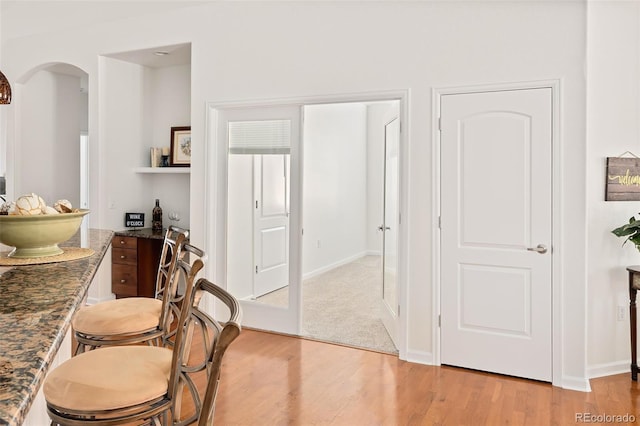 dining area with light hardwood / wood-style flooring