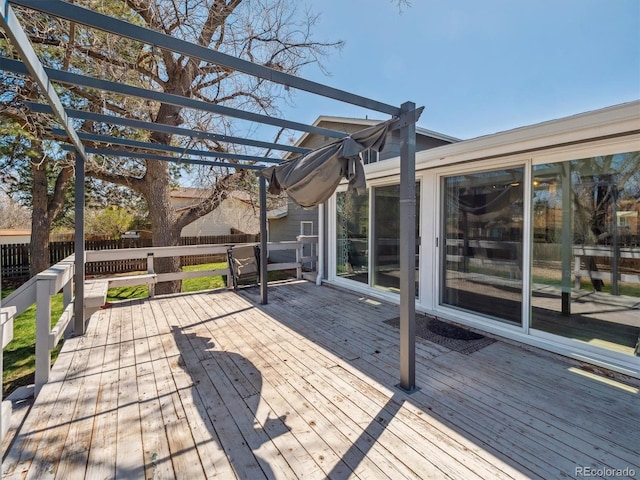 5945 W Morraine Ave, Littleton, CO 80128 - wooden deck with a pergola and fence