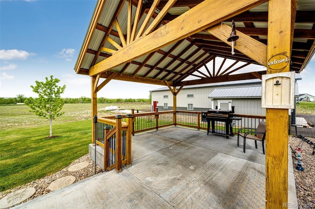 196 W 8th Ave, Byers, CO 80103 - deck featuring a lawn, a gazebo, area for grilling, a patio, and a rural view