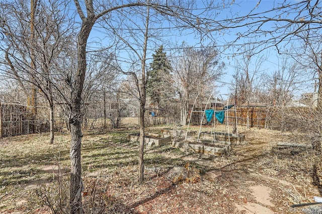 view of yard with a garden and fence