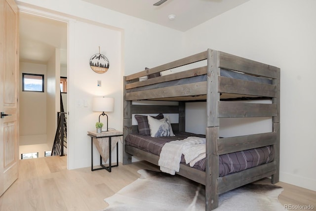 bedroom with light hardwood / wood-style floors