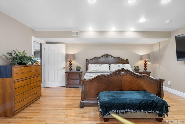 bedroom featuring light wood-type flooring