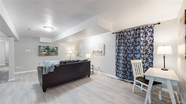 living room featuring light hardwood / wood-style flooring