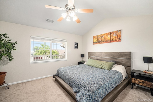 10818 Cimarron St Unit 206, Firestone, CO 80504 - carpeted bedroom with lofted ceiling, baseboards, and ceiling fan