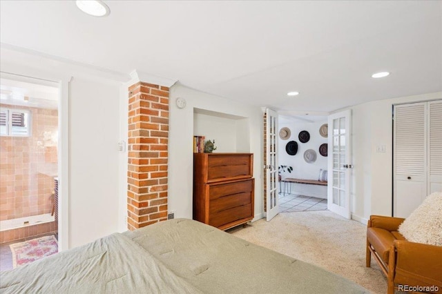 3622 Lowell Blvd, Denver, CO 80211 - bedroom with carpet flooring, a closet, recessed lighting, ensuite bath, and french doors