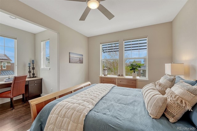 10365 Prairie Sky Pl, Lone Tree, CO 80124 - bedroom with dark wood finished floors and ceiling fan