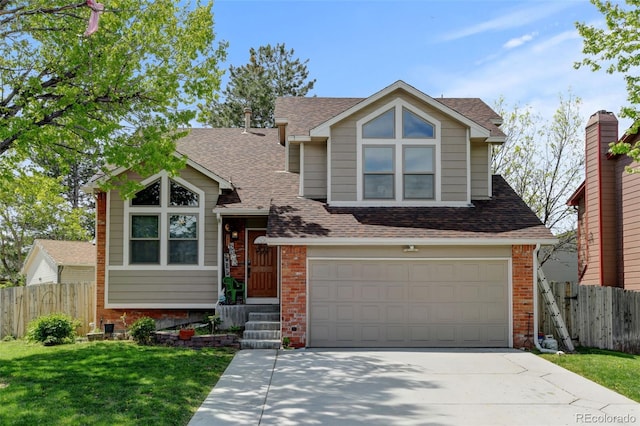8555 Angela Ln, Parker, CO 80134 - view of front facade featuring brick siding, driveway, roof with shingles, and a garage