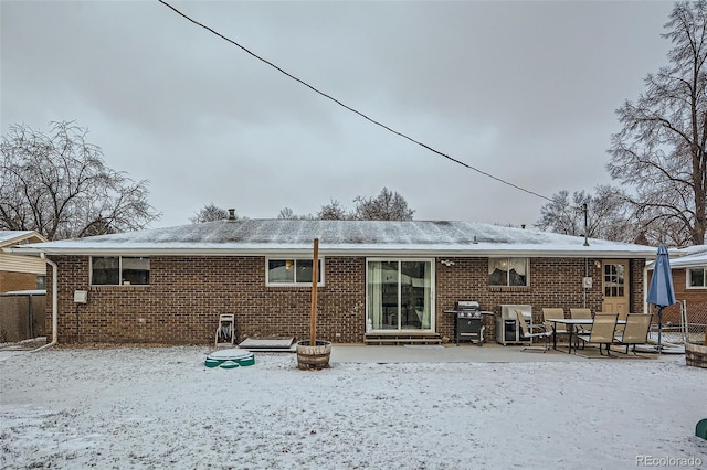 view of snow covered property