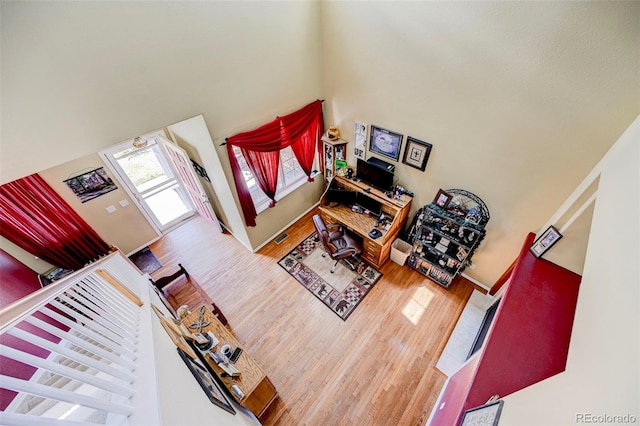 9172 Sunningdale Rd, Peyton, CO 80831 - living room with a high ceiling and wood finished floors