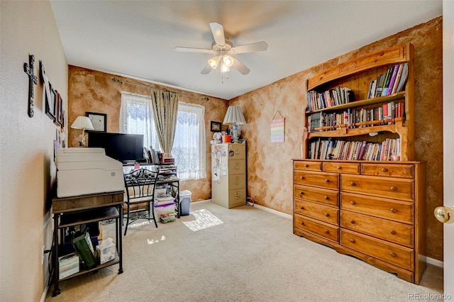 9172 Sunningdale Rd, Peyton, CO 80831 - carpeted office space with baseboards and a ceiling fan