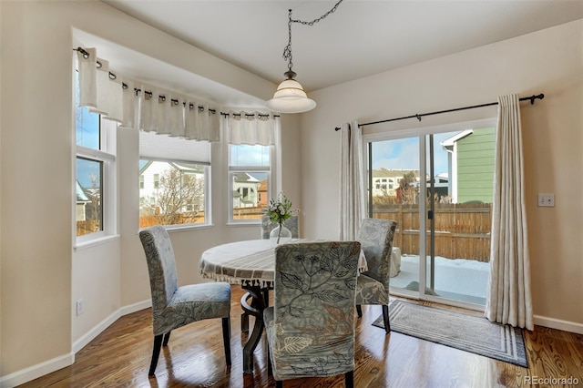 dining area with wood-type flooring