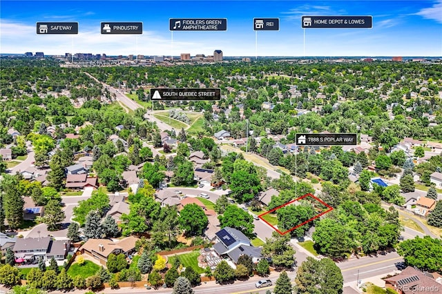 7888 S Poplar Way, Centennial, CO 80112 - aerial view of property's location with property boundaries highlighted