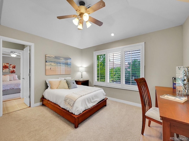 291 Fairchild Dr, Highlands Ranch, CO 80126 - carpeted bedroom featuring baseboards, ceiling fan, and recessed lighting