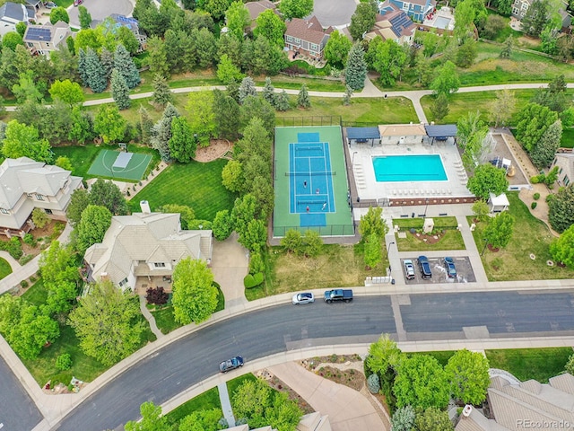 291 Fairchild Dr, Highlands Ranch, CO 80126 - aerial view of residential area with a pool