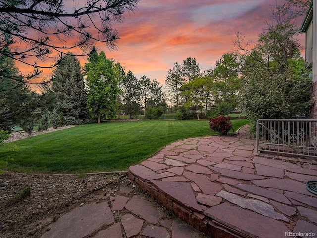 291 Fairchild Dr, Highlands Ranch, CO 80126 - view of grassy yard featuring a patio area