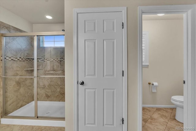 3762 White Rose Loop, Castle Rock, CO 80108 - full bath featuring a stall shower, tile patterned floors, and recessed lighting