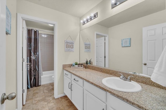 3762 White Rose Loop, Castle Rock, CO 80108 - bathroom with vanity, tile patterned floors, and shower / bath combination with curtain