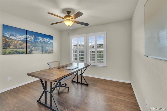 3762 White Rose Loop, Castle Rock, CO 80108 - office with ceiling fan and dark wood-type flooring