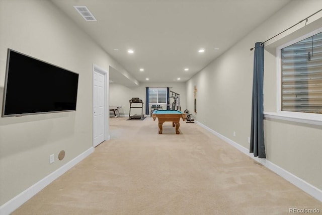 3762 White Rose Loop, Castle Rock, CO 80108 - rec room featuring carpet flooring, pool table, and recessed lighting