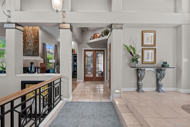 entrance foyer featuring french doors