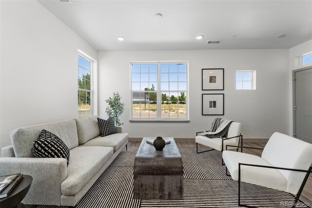 18633 Stroh Rd Unit 2-206, Parker, CO 80134 - living room with wood finished floors, recessed lighting, and visible vents