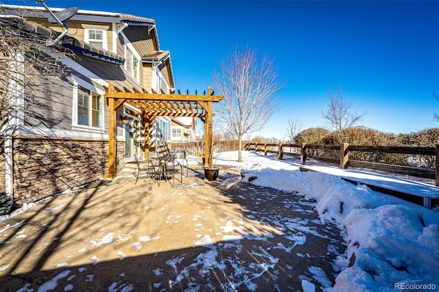 exterior space featuring a pergola