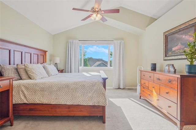 16071 Crestrock Cir, Parker, CO 80134 - bedroom with lofted ceiling, light carpet, and ceiling fan