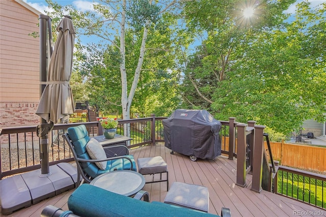 16071 Crestrock Cir, Parker, CO 80134 - wooden deck with area for grilling