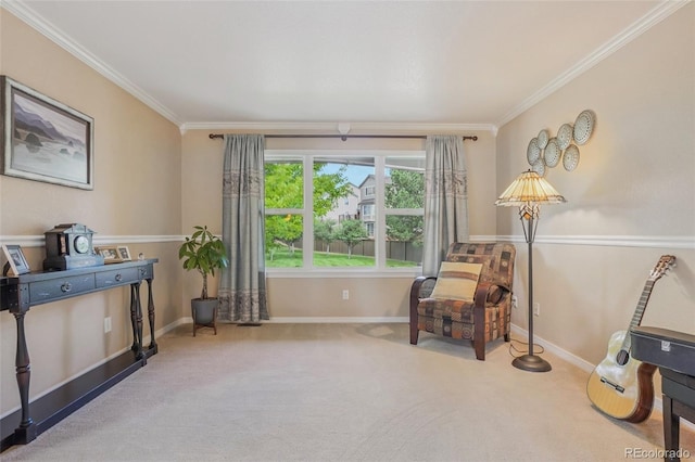 16071 Crestrock Cir, Parker, CO 80134 - living area featuring crown molding and carpet floors