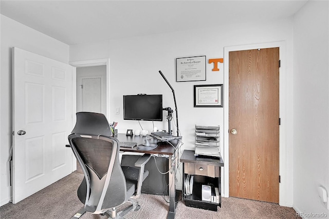 home office featuring carpet floors