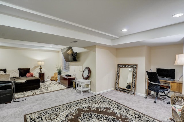 8754 Mesquite Row, Lone Tree, CO 80124 - carpeted living room with a desk and recessed lighting