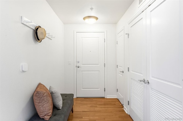 doorway featuring light wood-style flooring