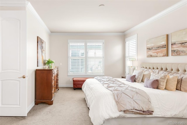 3143 Elmira St, Denver, CO 80238 - bedroom with ornamental molding, light colored carpet, and baseboards