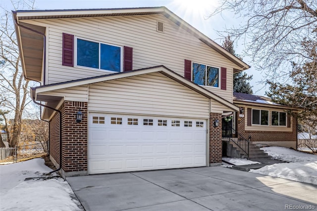 view of front property with a garage