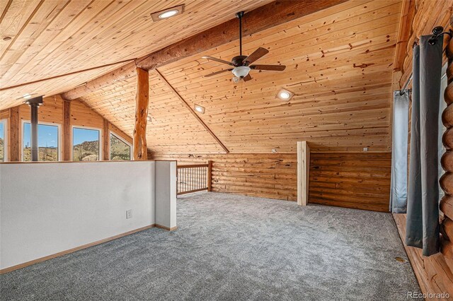 14077 S State Highway 67, Woodland Park, CO 80863 - additional living space featuring wooden ceiling, a ceiling fan, carpet, and recessed lighting