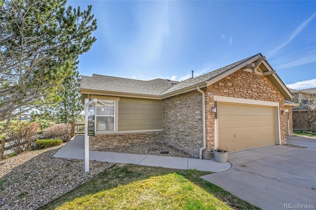 7511 S Sicily Way, Aurora, CO 80016 - single story home featuring stone siding, concrete driveway, and a garage