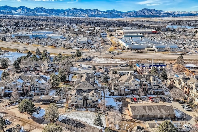 bird's eye view featuring a mountain view