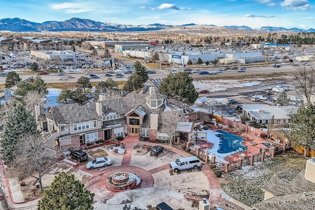 aerial view featuring a mountain view