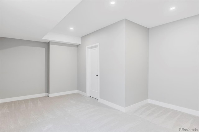 1541 Glencoe St, Denver, CO 80220 - finished below grade area featuring light colored carpet, recessed lighting, and baseboards