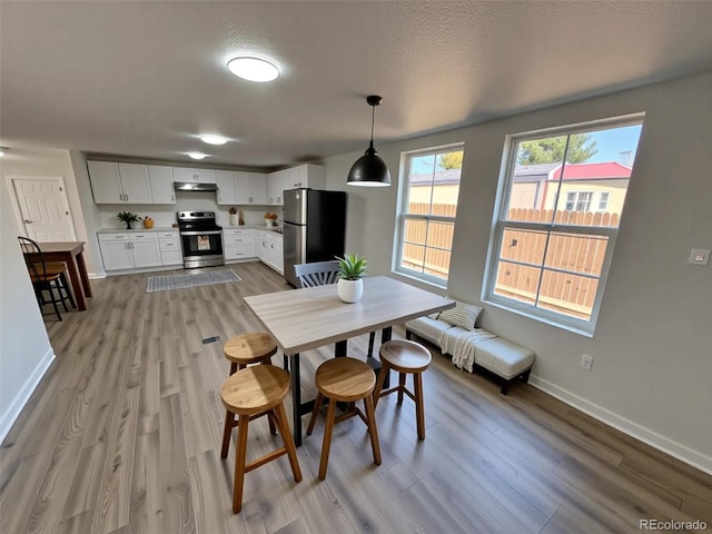 9036 Mandel St, Denver, CO 80260 - dining room with light wood-style floors and baseboards