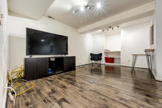 4356 S Blackhawk Way, Aurora, CO 80015 - living room featuring wood finished floors and track lighting