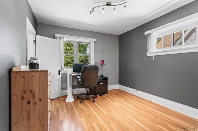 office space featuring light hardwood / wood-style flooring